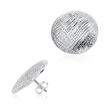 Textured Disc Circle Silver Ear Stud STS-5609